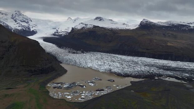 Aerial view of Jokulsarlon glacier lagoon in Iceland.
