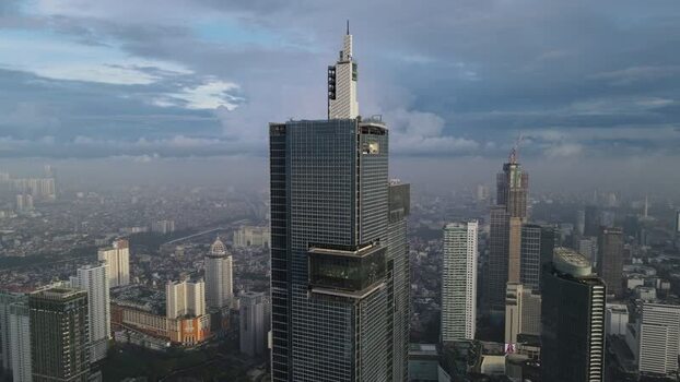Aerial view of Autograph Tower and Jakarta skyline Indonesia. Aerial view of Autograph Tower and Jakarta skyline Indonesia.