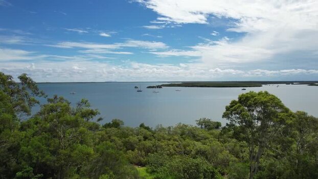 Aerial view of River Heads and the calm bay Australia. Aerial view of River Heads and the calm bay Australia.