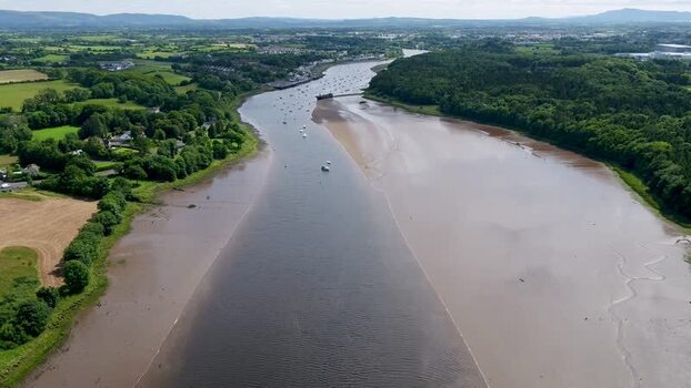 Aerial view of River Moy in Ballina Ireland.