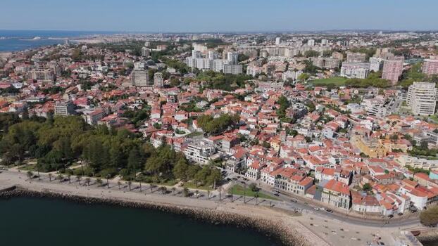 Aerial view of Foz do Douro coastline in Porto Portugal. Aerial view of Foz do Douro coastline in Porto Portugal.