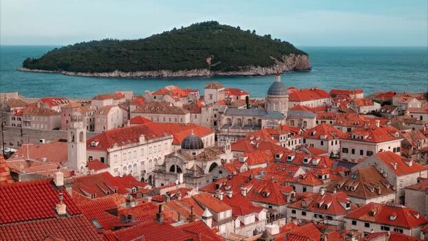 Aerial view of Dubrovnik Old Town rooftops Croatia. Aerial view of Dubrovnik Old Town rooftops Croatia.