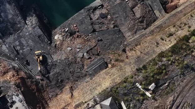 Aerial view of mine with excavator Portugal.
