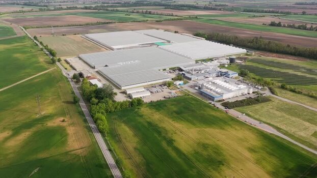 Aerial view of a large industrial greenhouse complex Czechia. Aerial view of a large industrial greenhouse complex Czechia.