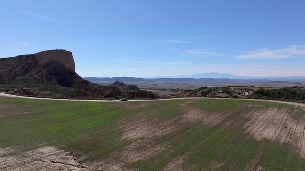 Aerial view of Bardenas Reales in Navarre Spain.