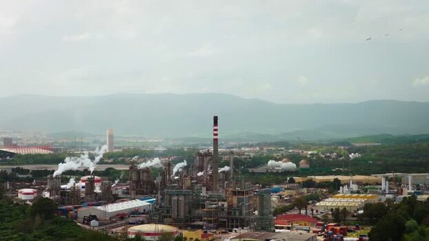 Aerial view of industrial area Spain.