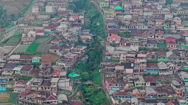 Aerial view of Nepal Van Java village in Magelang Indonesia. Aerial view of Nepal Van Java village in Magelang Indonesia.