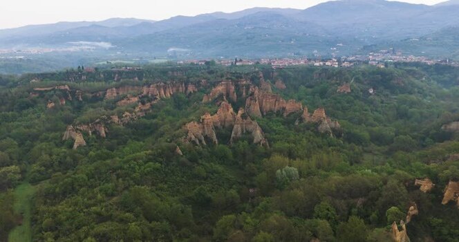Aerial view of the Balze del Valdarno rock formations Italy. Aerial view of the Balze del Valdarno rock formations Italy.
