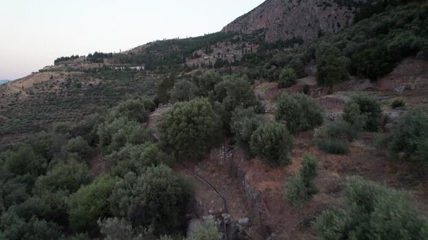 Aerial view of the ancient site of Delphi Greece. Aerial view of the ancient site of Delphi Greece.