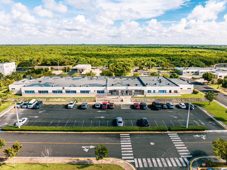 Aerial view of the Base de Infanteria de Marina Valm. Manuel Ramon Montes Arache A.R.D. featuring a parking lot and modern facilities in Boca Chica Santo Domingo Dominican Republic. Aerial view of the Base de Infanteria de Marina Valm. Manuel Ramon Montes Arache A.R.D. featuring a parking lot and modern facilities in Boca Chica Santo Domingo Dominican Republic.