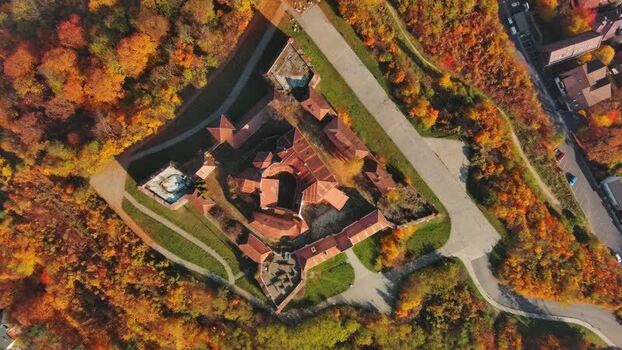 Aerial view of Brasov Citadel surrounded by autumn trees Romania. Aerial view of Brasov Citadel surrounded by autumn trees Romania.
