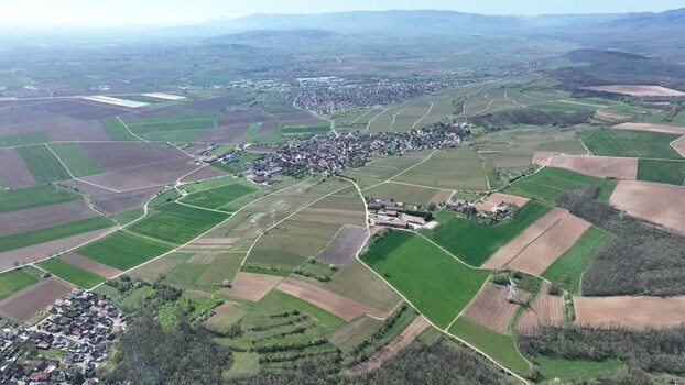 Aerial view of Kochersberg village France.
