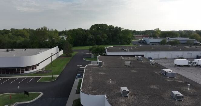 Aerial view of industrial buildings in Indianapolis United States.
