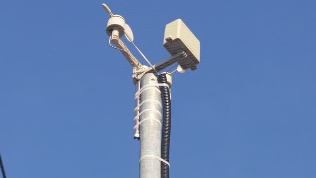 Aerial view of weather station sensor in Faenza Italy.