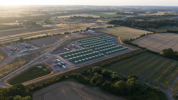 Aerial view of Hams Hall battery energy storage system in the UK Aerial view of Hams Hall battery energy storage system in the UK