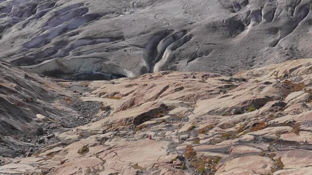 Aerial view of Aletsch Glacier in Fieschertal Switzerland.