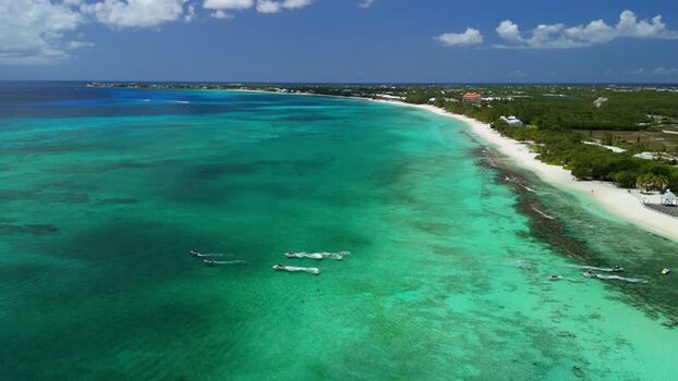 Aerial view of Grand Cayman coastline Cayman Islands. Aerial view of Grand Cayman coastline Cayman Islands.