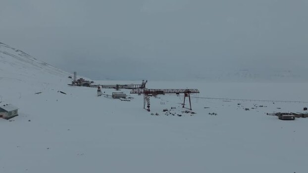 Aerial view of Pyramiden Svalbard and Jan Mayen.
