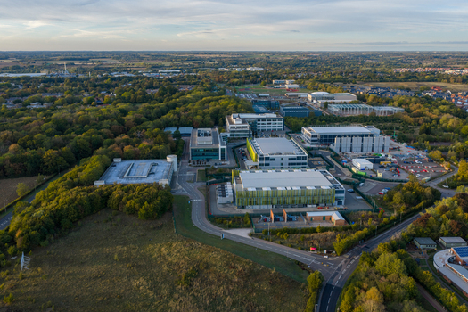 Aerial view of the Kao Data campus in Harlow England United Kingdom. Aerial view of the Kao Data campus in Harlow England United Kingdom.