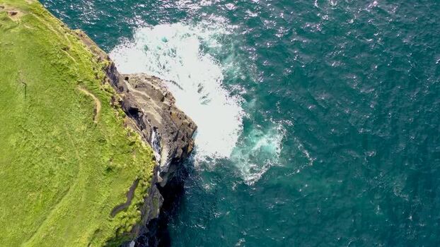 Aerial view of Dun Briste Sea Stack in County Mayo Ireland. Aerial view of Dun Briste Sea Stack in County Mayo Ireland.