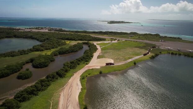 Aerial view of Los Roques archipelago in Venezuela.