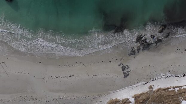 Aerial view of Lofoten beach Norway.