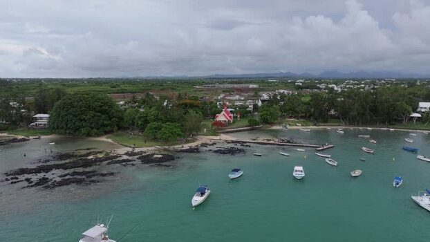 Aerial view of Cap Malheureux church in Mauritius.