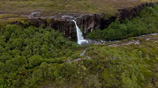 Aerial view of Taranaki Falls New Zealand. Aerial view of Taranaki Falls New Zealand.
