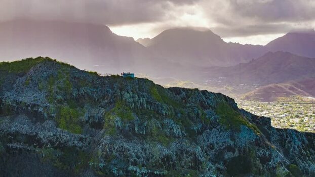 Aerial view of mountain ridge in Honolulu United States.