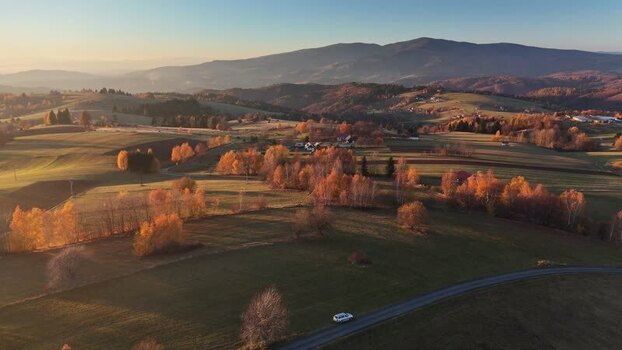 Aerial view of Detvianska Huta fields Slovakia.