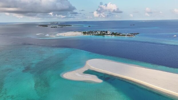 Aerial view of Gulhi island with Rasmale project and turquoise water Maldives. Aerial view of Gulhi island with Rasmale project and turquoise water Maldives.