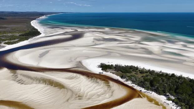Aerial view of Wathumba Creek on K gari Australia.