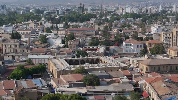 Aerial view of Buyuk Han in Nicosia Cyprus.