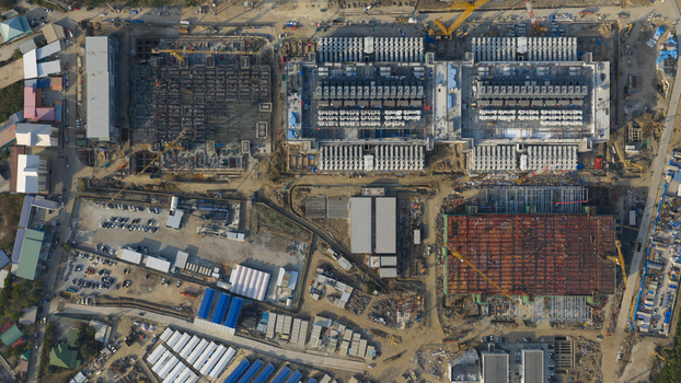 Aerial View of Hyperscale Data Center Construction in Chonburi