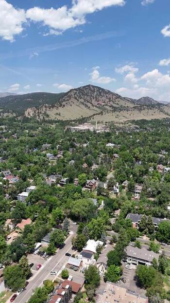 Aerial view of Boulder foothills and residential area United States. Aerial view of Boulder foothills and residential area United States.