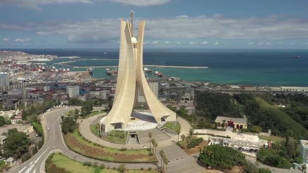 Aerial view of Maqam Echahid in Algiers Algeria.