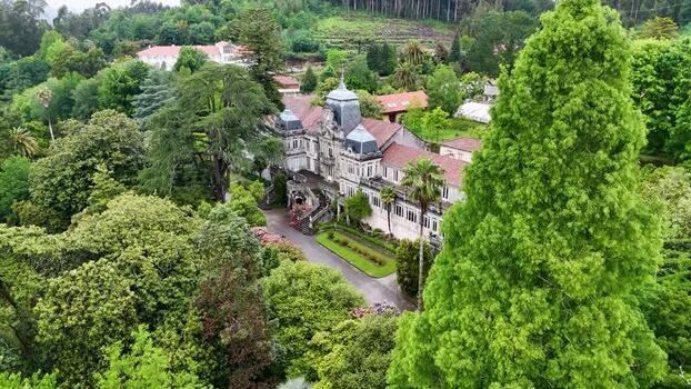 Aerial view of Pazo de Lourizan in Agrovello Spain. Aerial view of Pazo de Lourizan in Agrovello Spain.