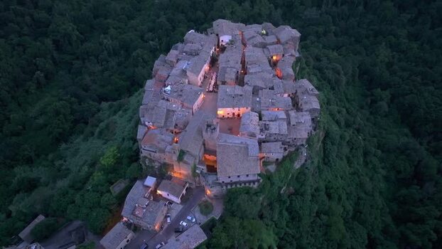 Aerial view of the historic hilltop village of Calcata Italy. Aerial view of the historic hilltop village of Calcata Italy.