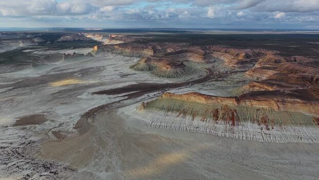 Aerial view of Bozjyra tract in Mangystau Region Kazakhstan.