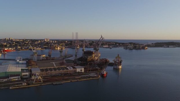 Aerial view of the Uljanik shipyard in Pula Croatia. Aerial view of the Uljanik shipyard in Pula Croatia.