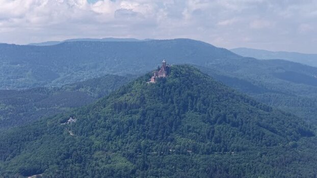 Aerial view of Haut Koenigsbourg Castle France.