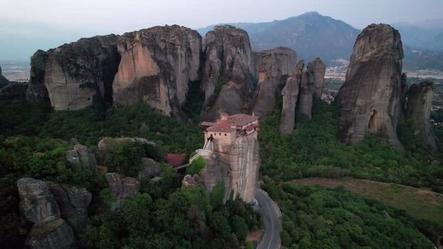 Aerial view of Meteora monastery in Trikala Greece. Aerial view of Meteora monastery in Trikala Greece.