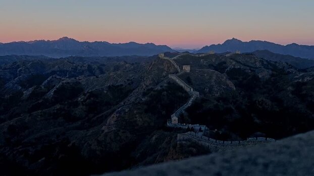 View of the Great Wall of China at dawn China.