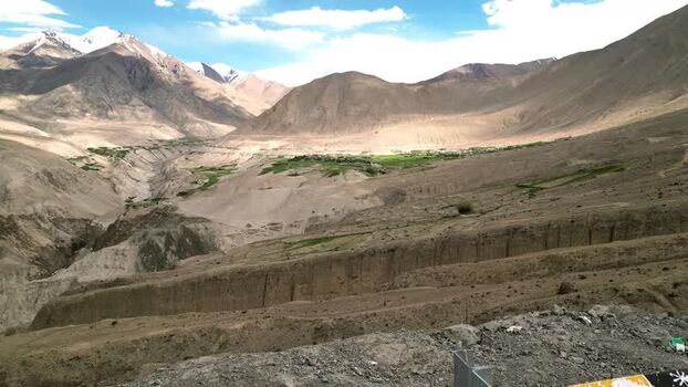 Aerial view of Khardung La mountain pass in Ladakh India.