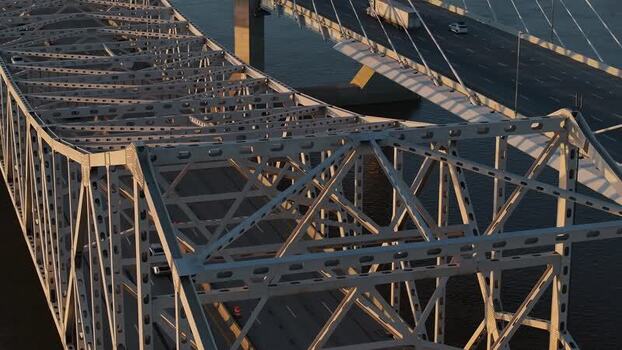 Aerial view of the steel truss bridge over Ohio River United States. Aerial view of the steel truss bridge over Ohio River United States.