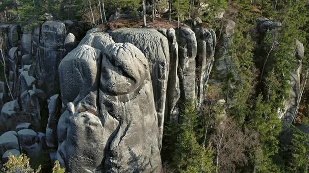 Aerial view of Adrspach Teplice Rocks in Czechia.