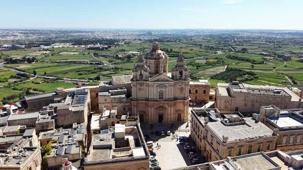 Aerial view of St. Paul s Cathedral and historic Mdina Malta. Aerial view of St. Paul s Cathedral and historic Mdina Malta.