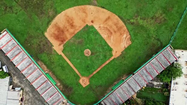 Aerial view of a baseball field diamond in Merida Mexico. Aerial view of a baseball field diamond in Merida Mexico.