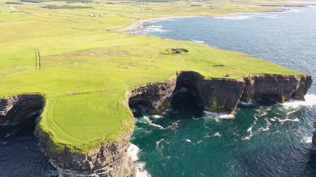 Aerial view of Dun Briste Sea Stack in County Mayo Ireland. Aerial view of Dun Briste Sea Stack in County Mayo Ireland.