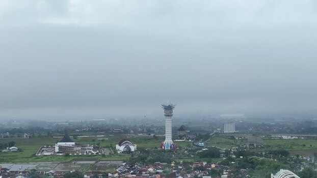 Aerial view of Menara Pandang tower in Purwokerto Indonesia. Aerial view of Menara Pandang tower in Purwokerto Indonesia.